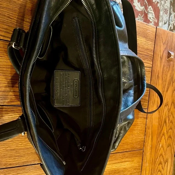 Coach Op Art Black Embossed Leather Messenger Bag
